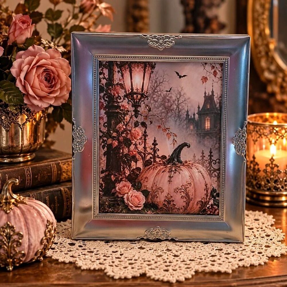 8x10 Picture Frame –Ornate Silver Baroque Frame – Romantic Haunted Mansion Decor